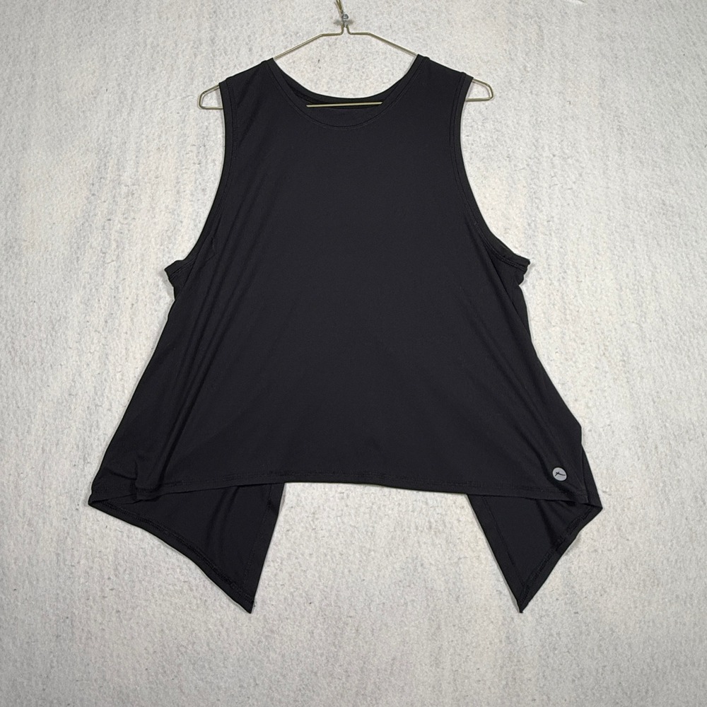 X by Gottex Womens Black Split Back Activewear Tank Top Size M RN152265